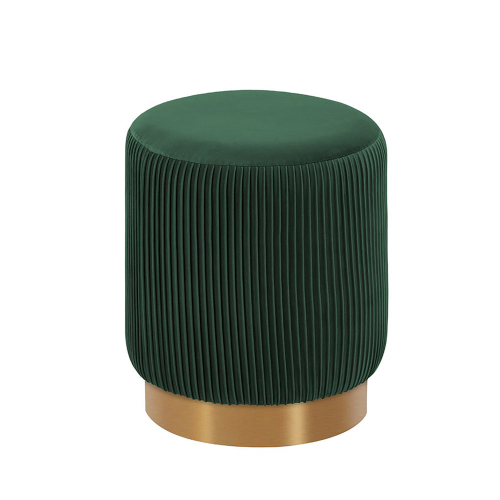 Regal Green Velvet Round Pouf