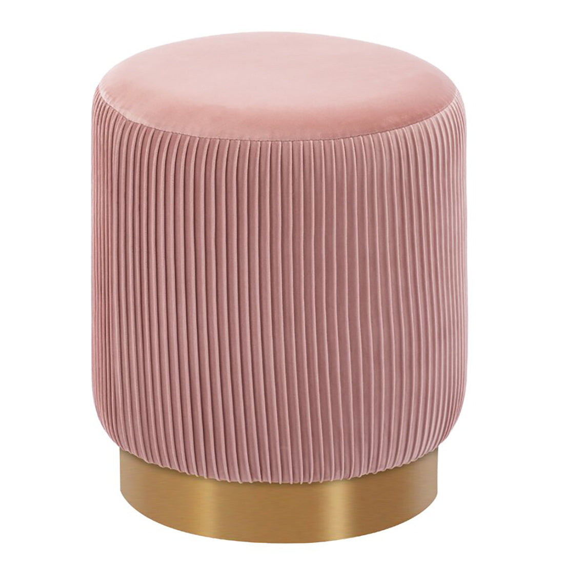 Regal Pink Velvet Round Pouf