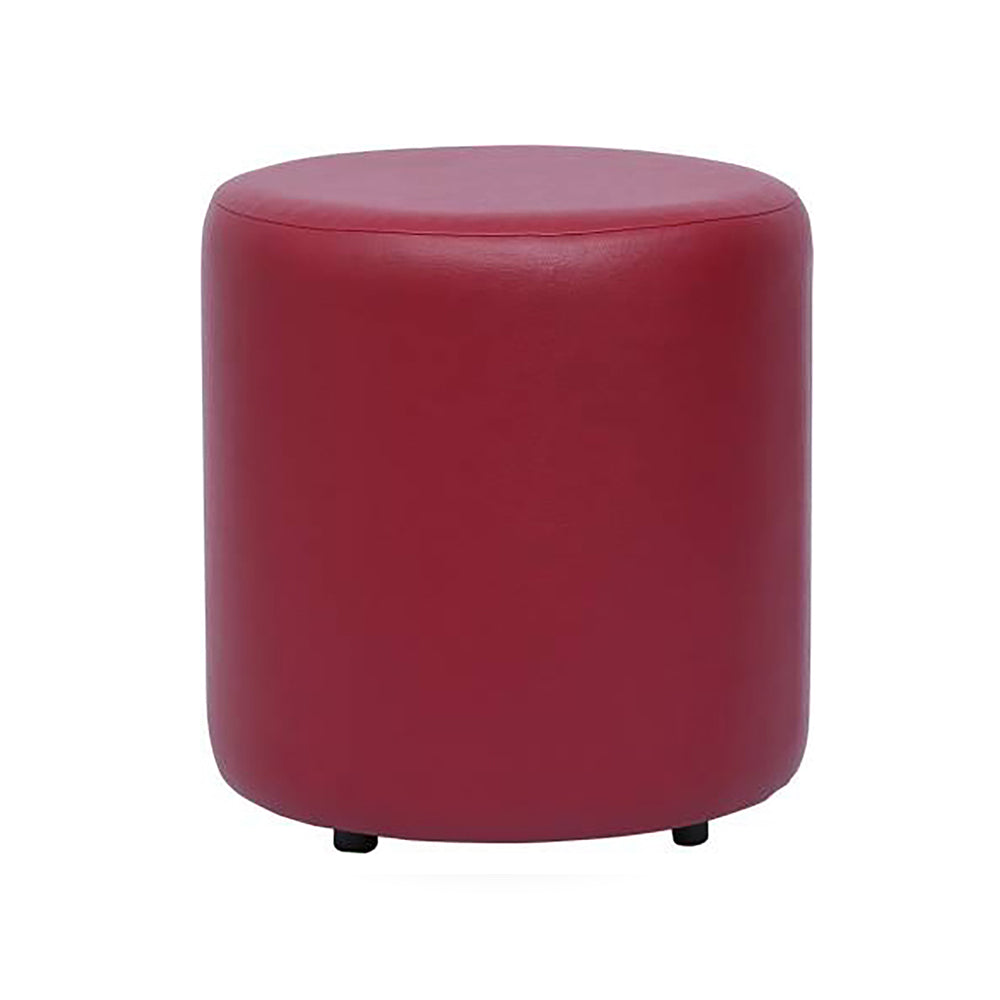Urban Maroon Leather Round Pouf