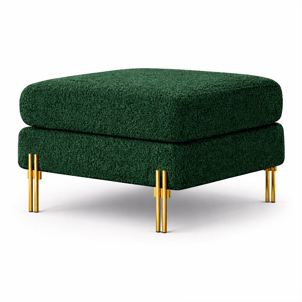 Monarch Green Bouclé Wooden Ottoman
