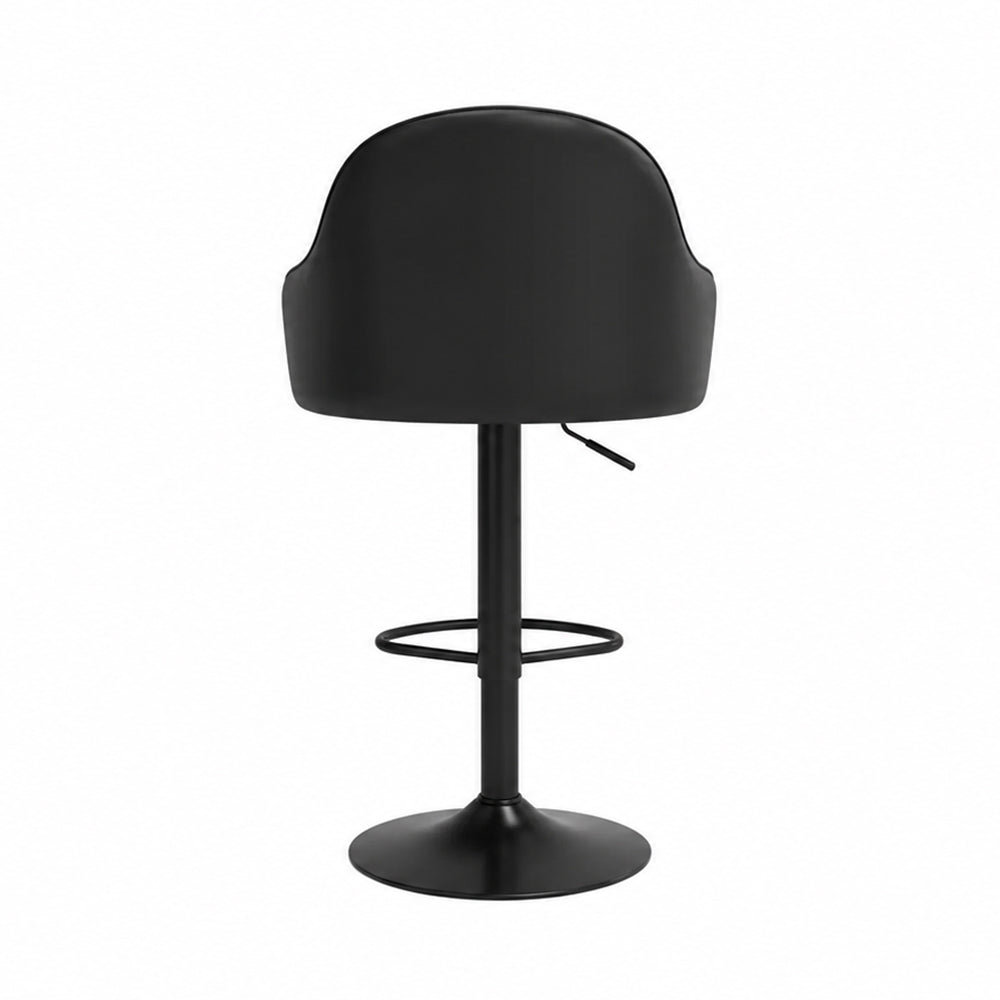 Kaelis Black Faux Leather Adjustable Swivel Bar Stool with Black Hydraulic Base