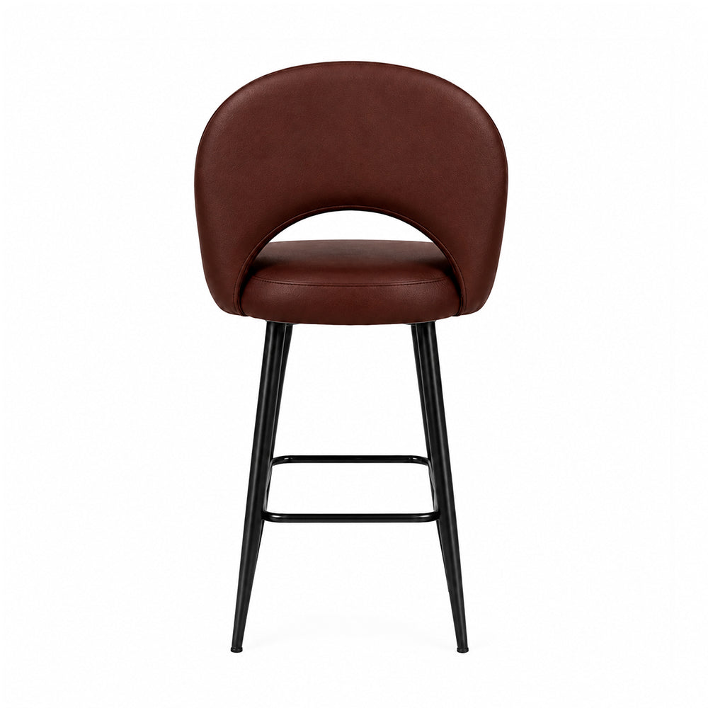 Vellor Brown Faux Leather Counter Height Bar Stool with Black Metal Legs
