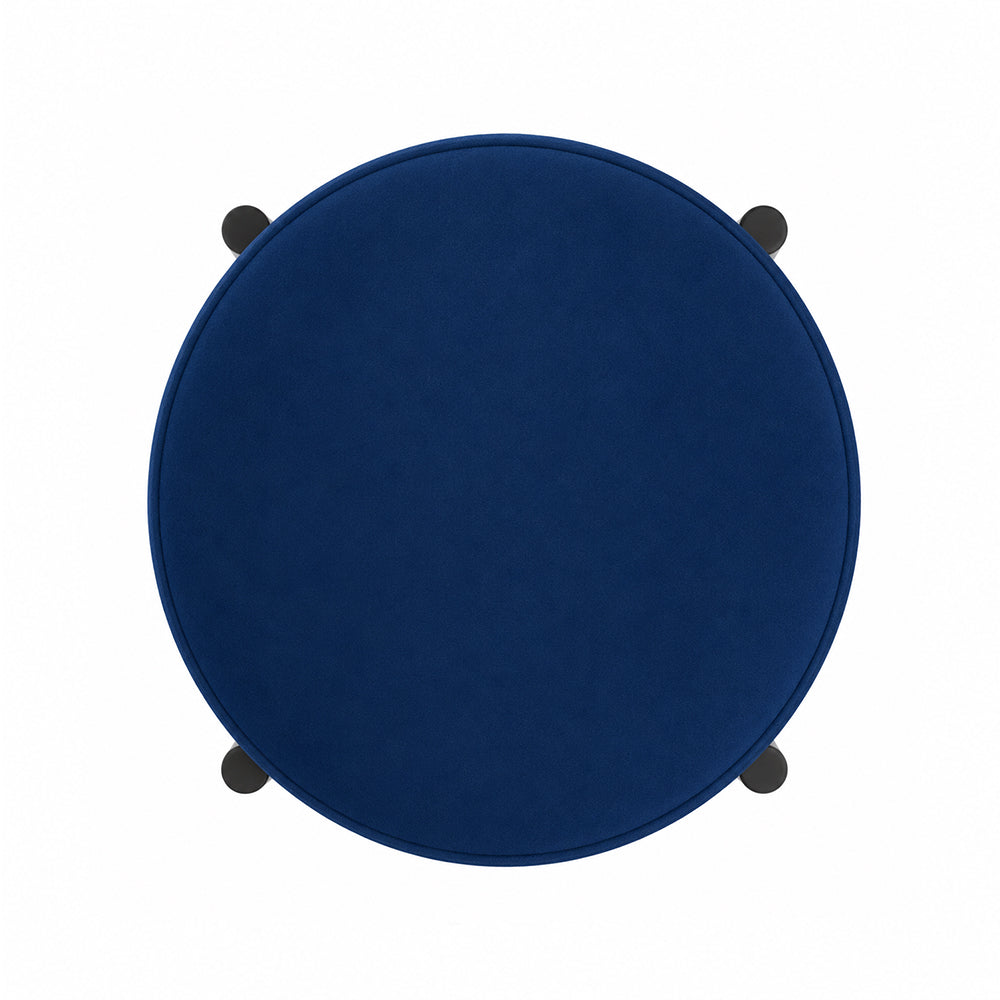 Rovik Blue Backless Upholstered Counter Height Bar Stool with Black Metal Frame