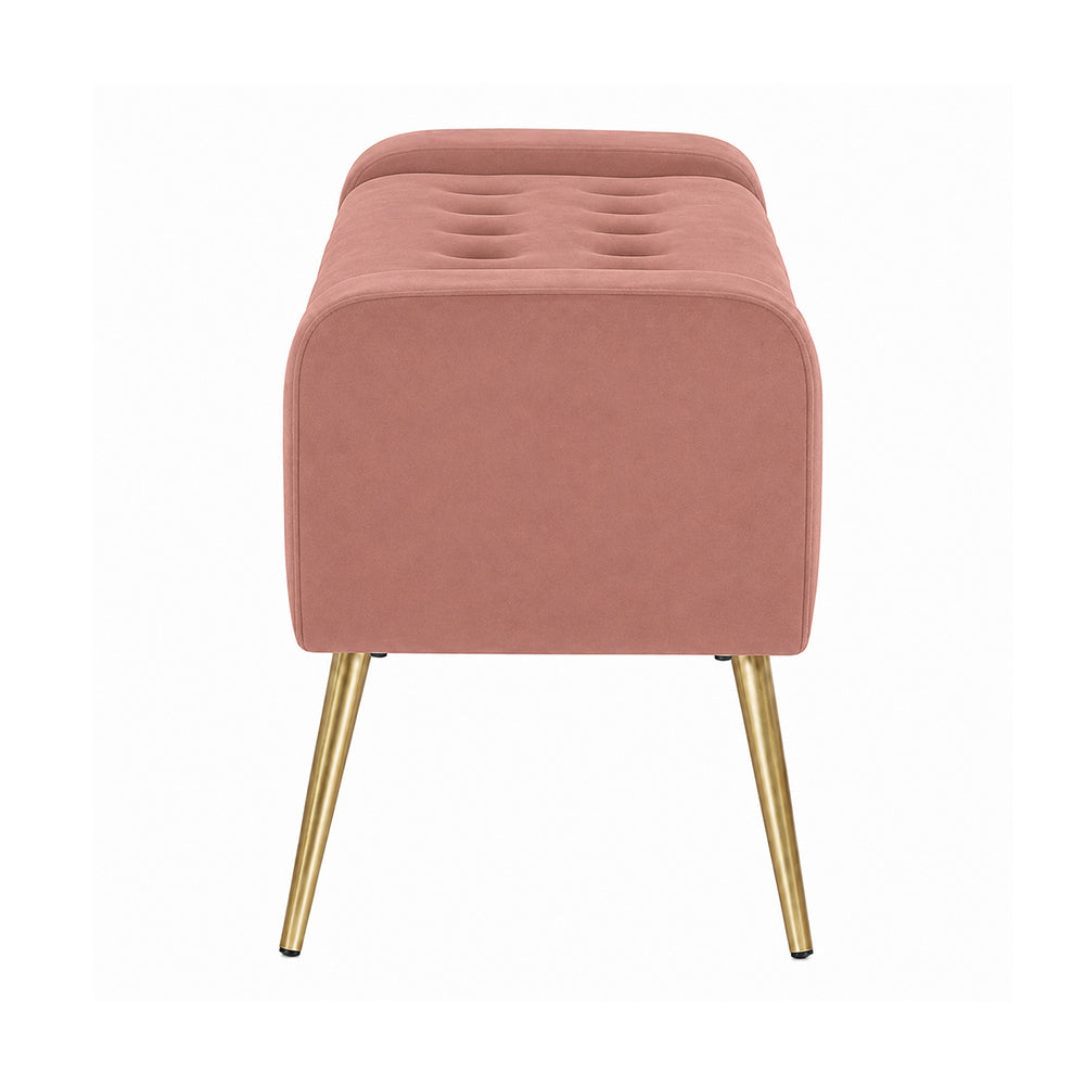 Pink Upholstered Storage Bench with Gold Legs