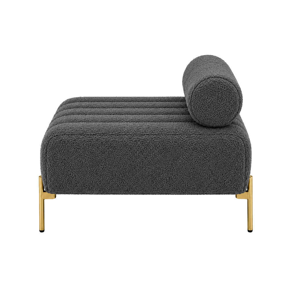 Grey Boucle Accent Lounge Chair with Gold Metal Legs