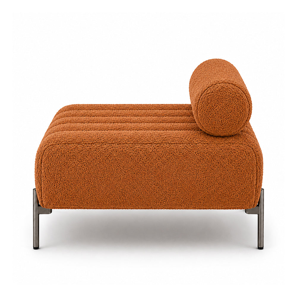 Rust Boucle Accent Lounge Chair with Black Metal Legs