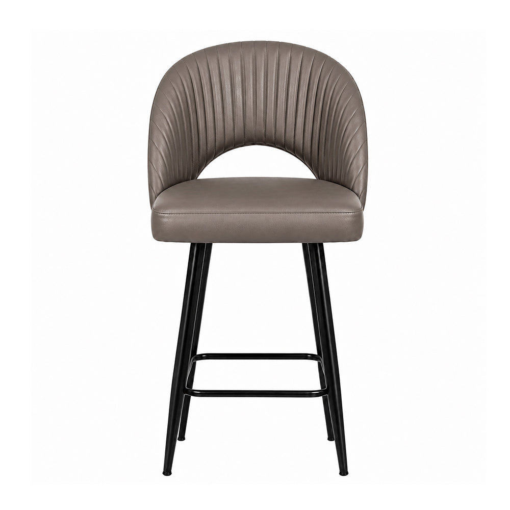 Vellor Grey Faux Leather Counter Height Bar Stool with Black Metal Legs