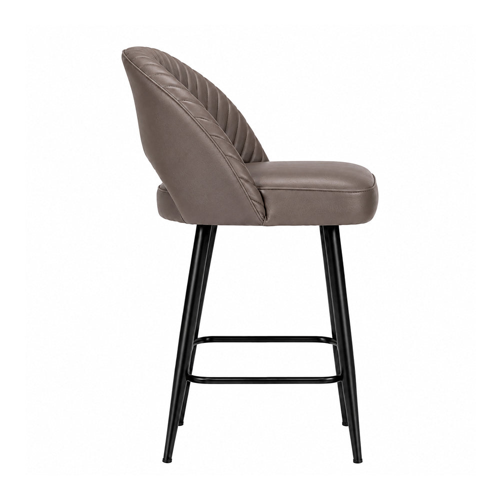Vellor Grey Faux Leather Counter Height Bar Stool with Black Metal Legs