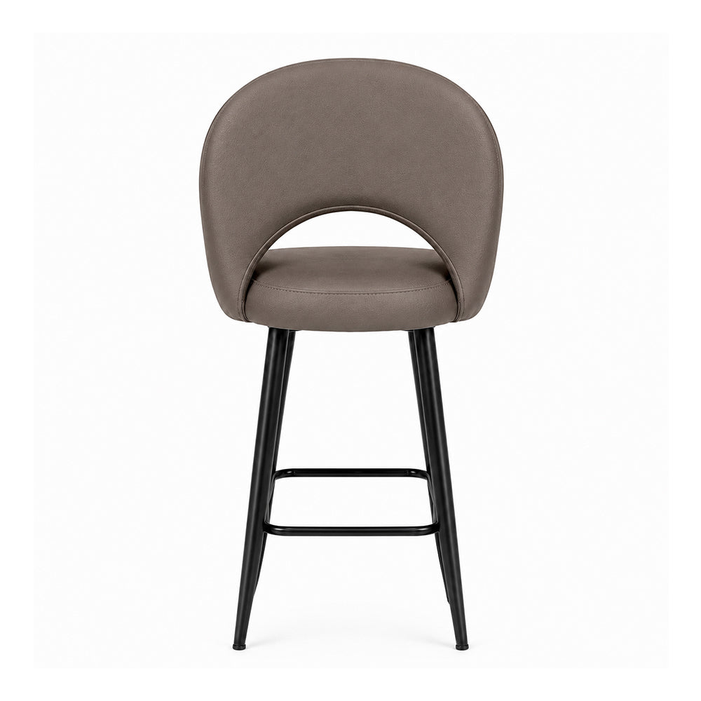 Vellor Grey Faux Leather Counter Height Bar Stool with Black Metal Legs