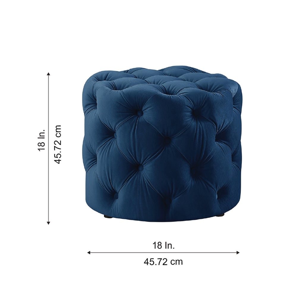 Luxe Blue Velvet Tufted Pouf