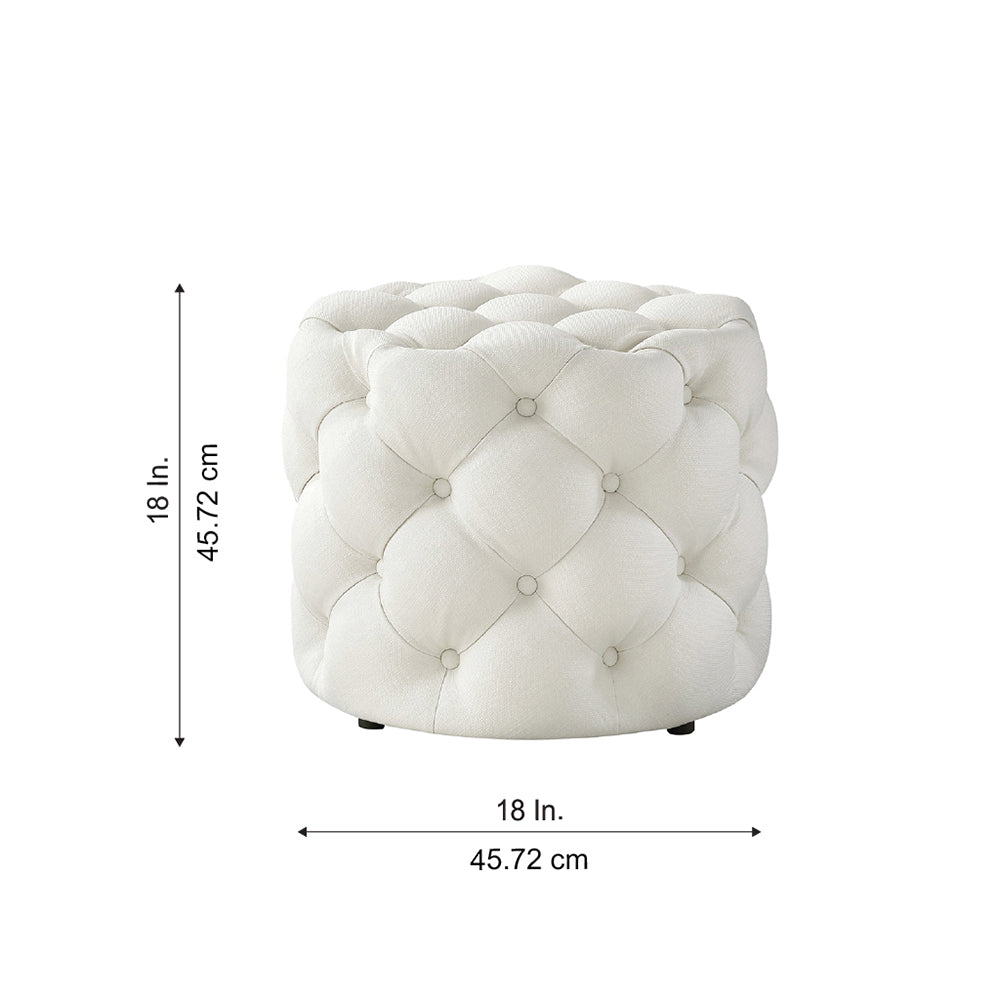Luxe White Velvet Tufted Pouf