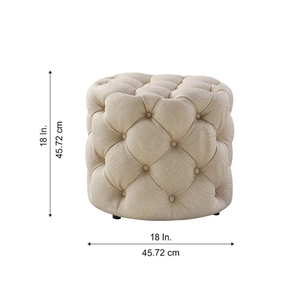 Luxe Beige Velvet Tufted Pouf