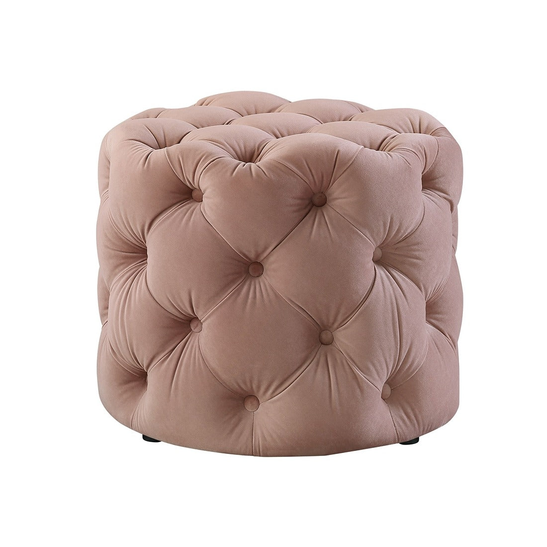 Luxe Pink Velvet Tufted Pouf