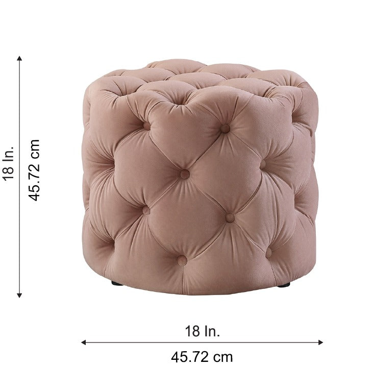 Luxe Pink Velvet Tufted Pouf