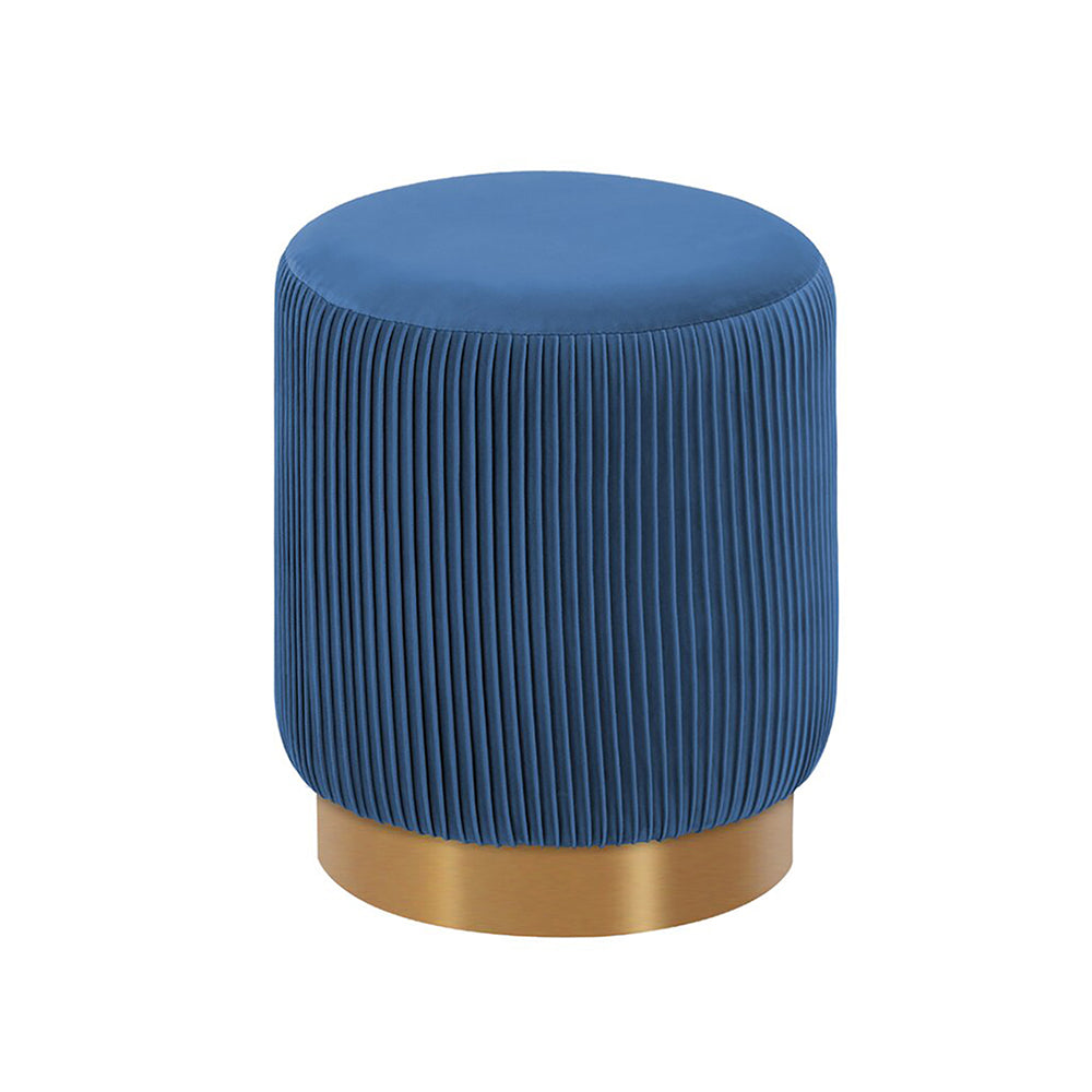 Regal Blue Velvet Round Pouf
