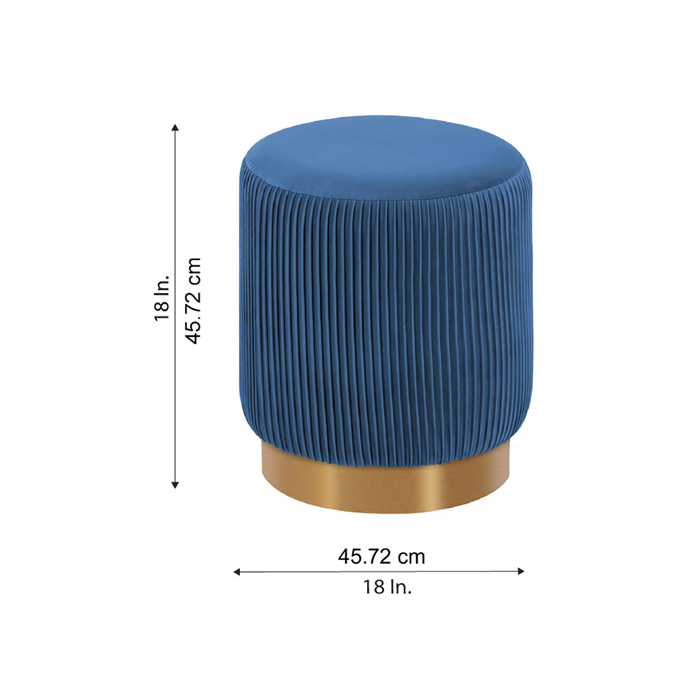 Regal Blue Velvet Round Pouf