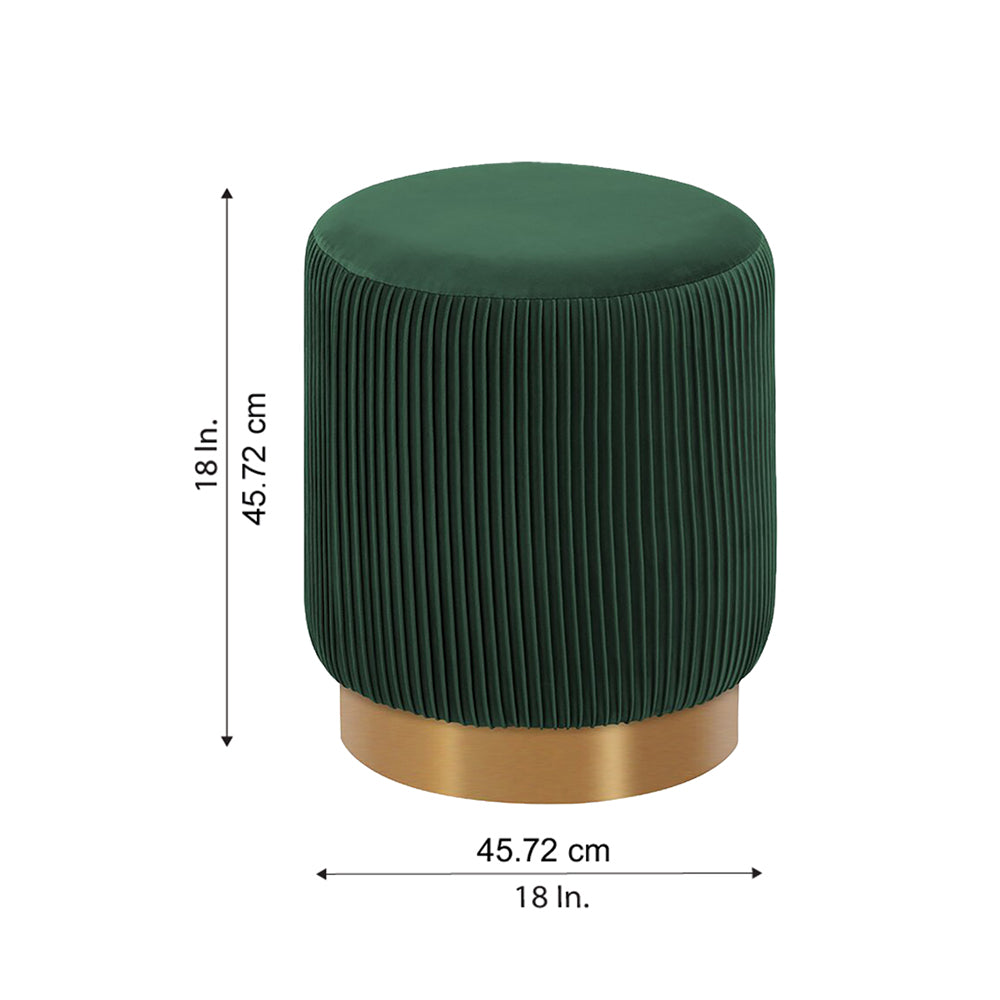 Regal Green Velvet Round Pouf