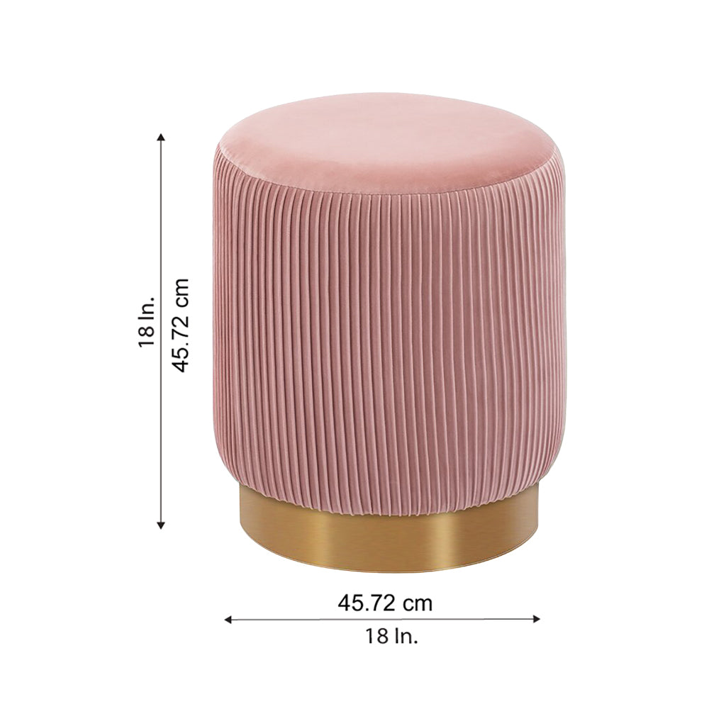 Regal Pink Velvet Round Pouf