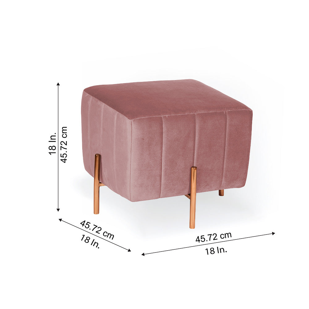 Nova Pink Velvet Fluted Wooden Ottoman
