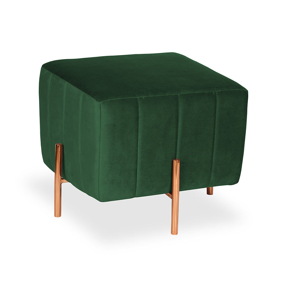 Nova Green Velvet Fluted Wooden Ottoman
