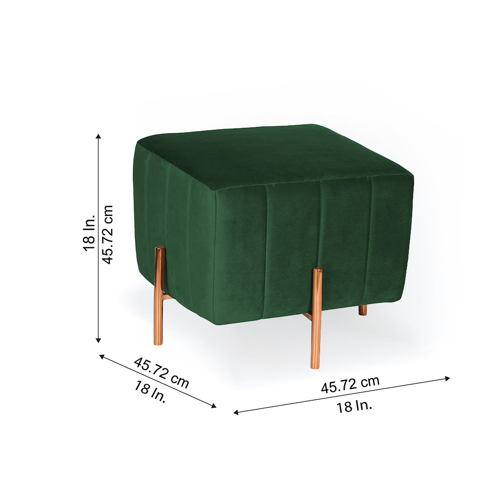Nova Green Velvet Fluted Wooden Ottoman
