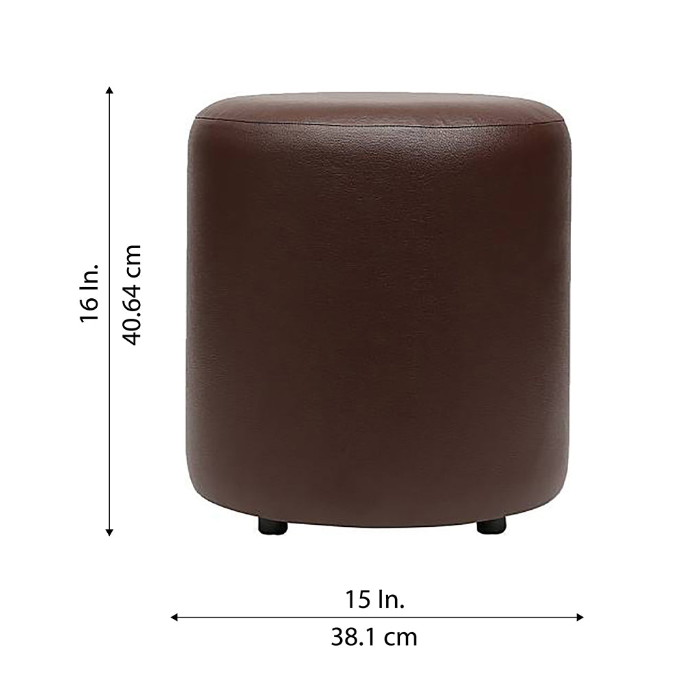 Urban Brown Leather Round Pouf