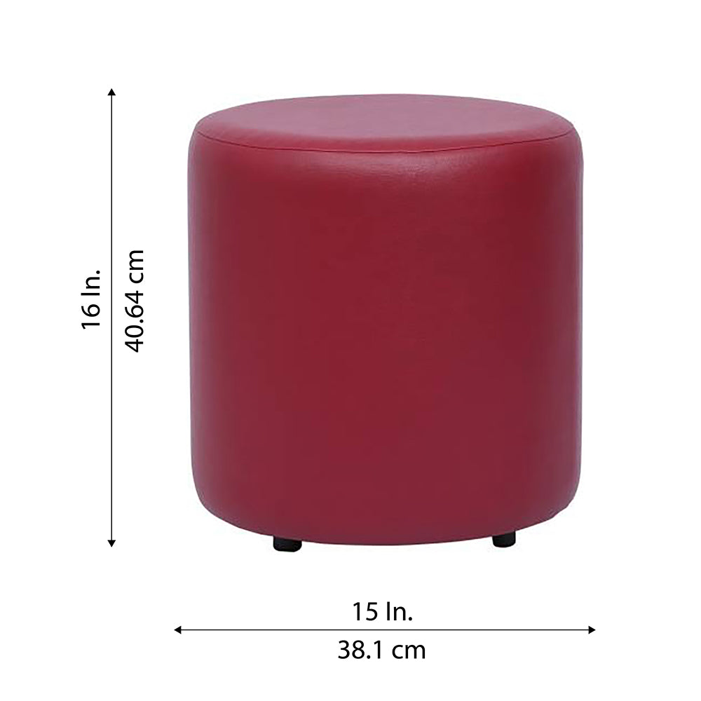 Urban Maroon Leather Round Pouf