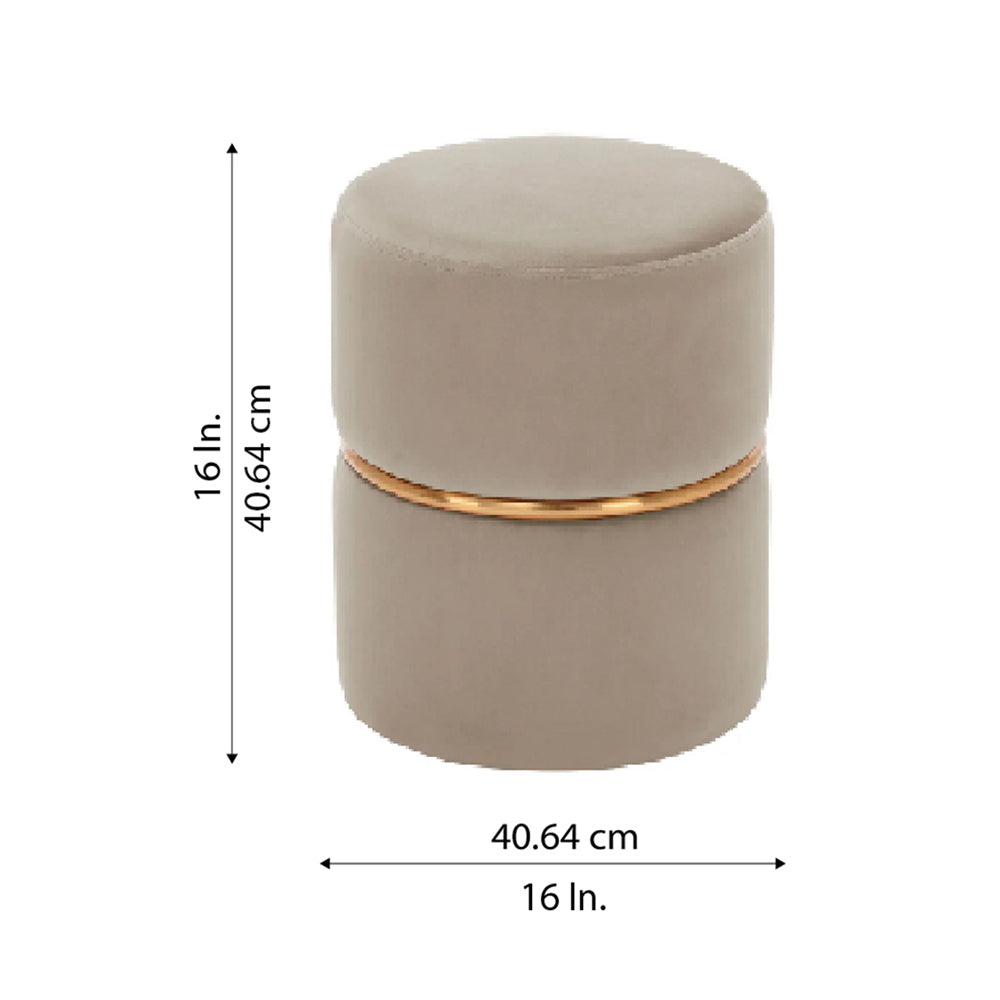 Aura Beige Velvet Round Pouf