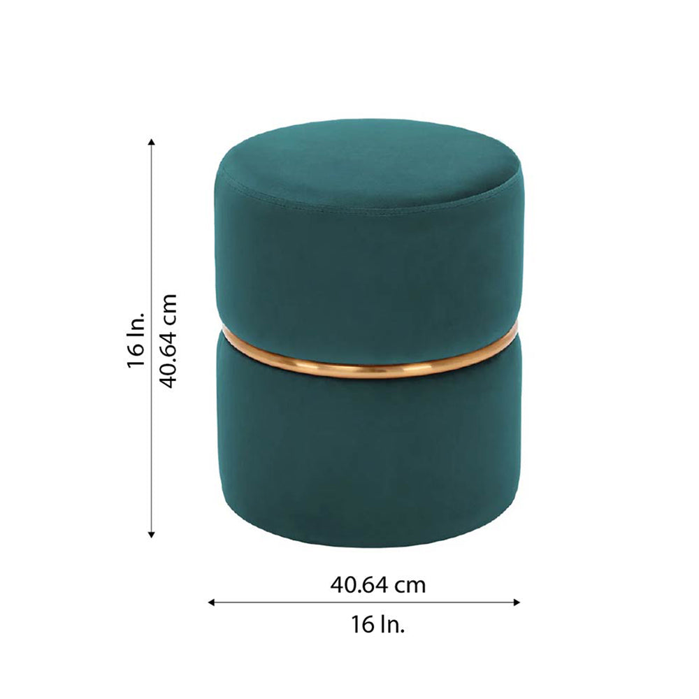 Aura Teal Velvet Round Pouf