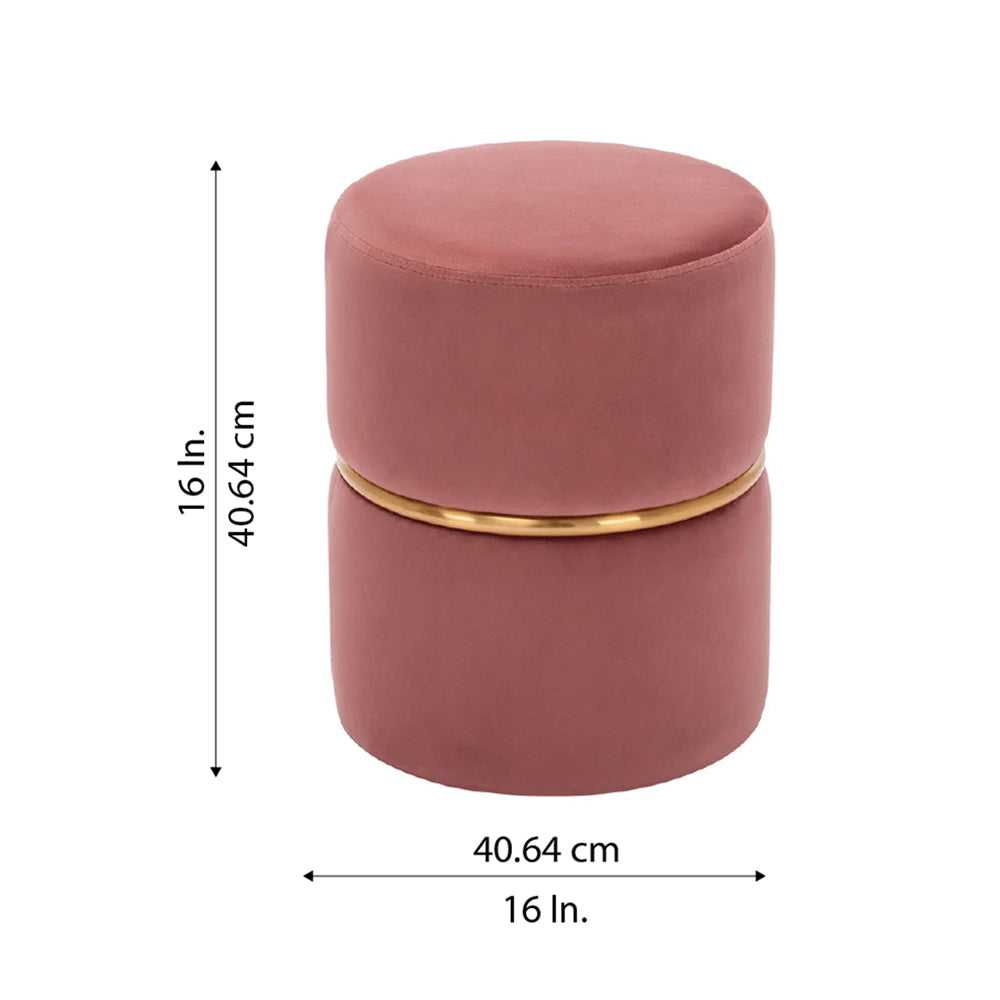 Aura Pink Velvet Round Pouf