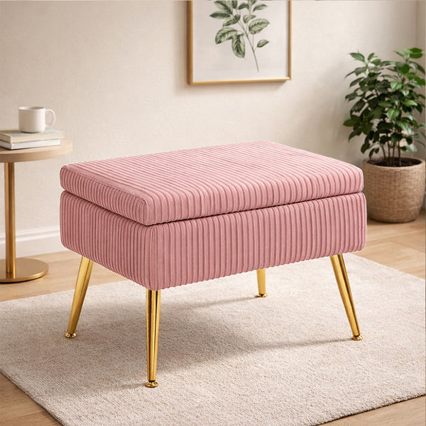 Ribora Dusty Pink Velvet Storage Ottoman