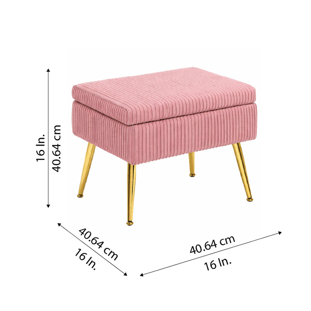 Ribora Dusty Pink Velvet Storage Ottoman