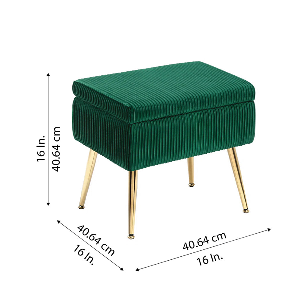 Ribora Green Velvet Storage Ottoman
