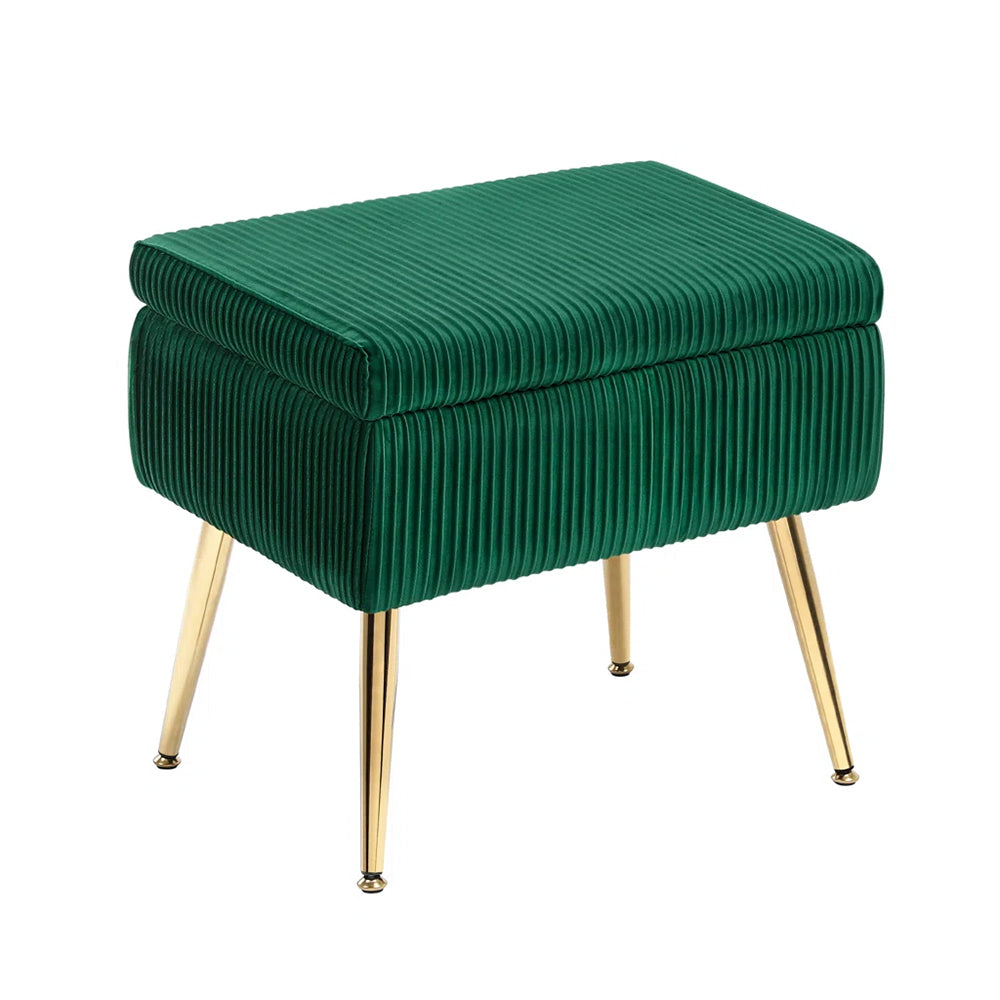 Ribora Green Velvet Storage Ottoman
