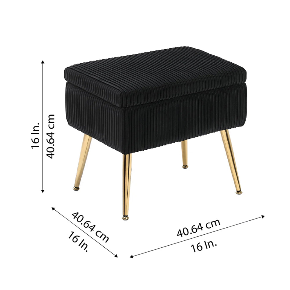 Ribora Black Velvet Storage Ottoman