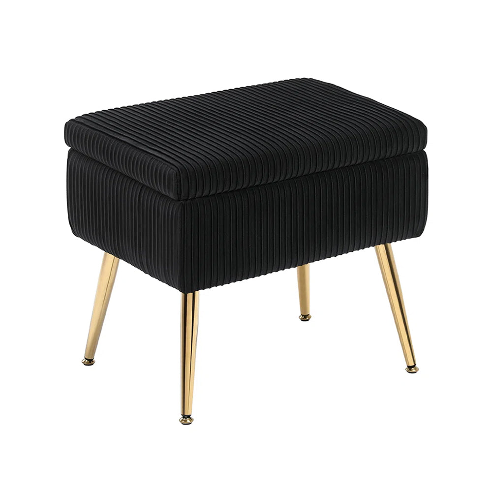 Ribora Black Velvet Storage Ottoman