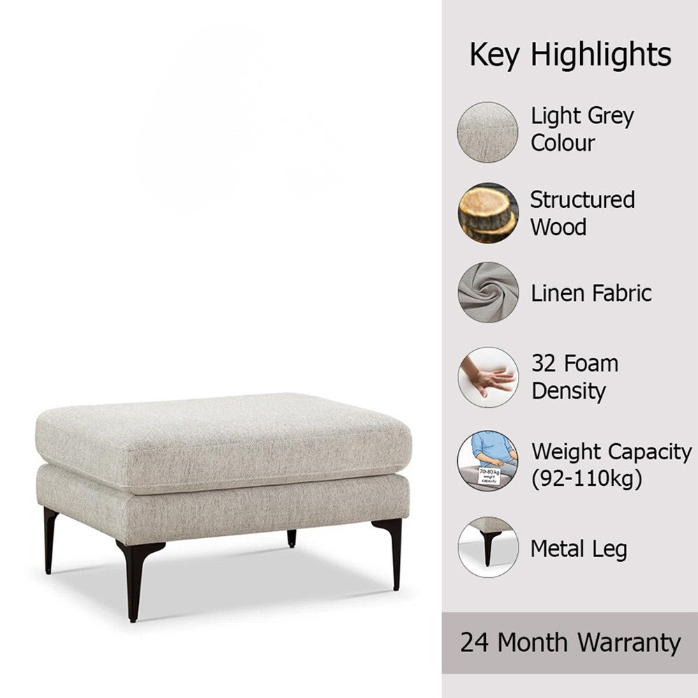 Verve Light Grey Linen Metallic Bench