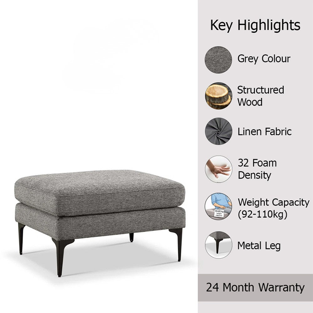 Verve Grey Linen Metallic Bench