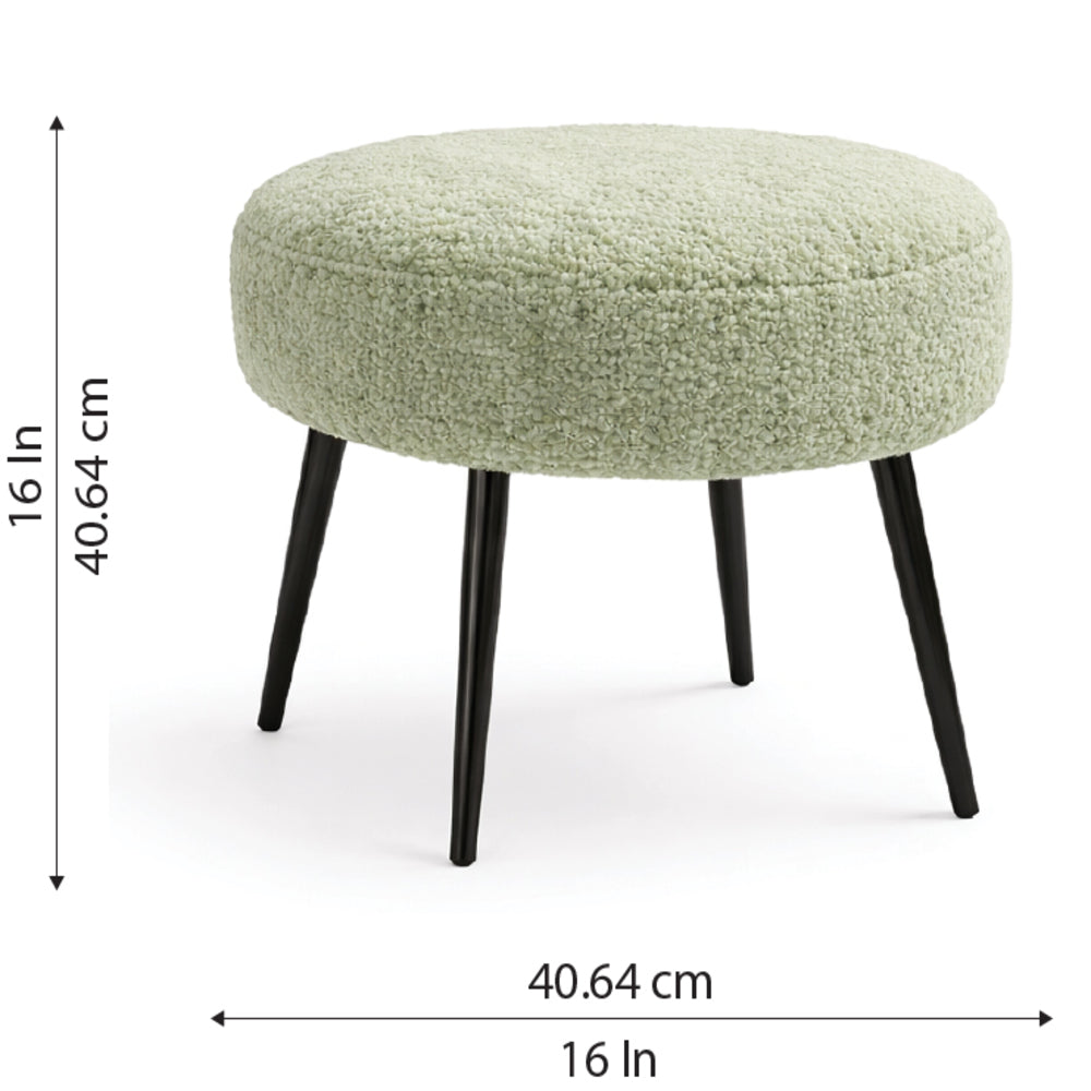 Lex Sage Bouclé Round Wooden Ottoman