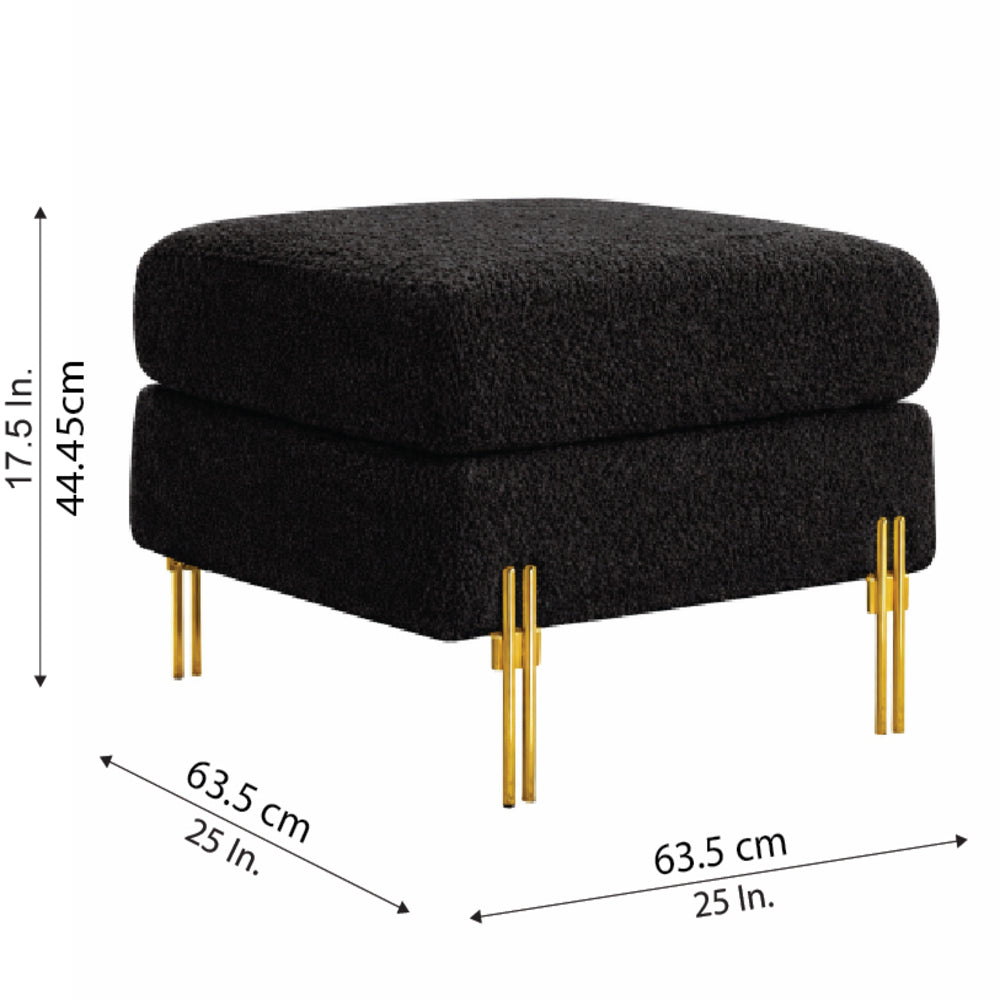 Monarch Black Bouclé Wooden Ottoman