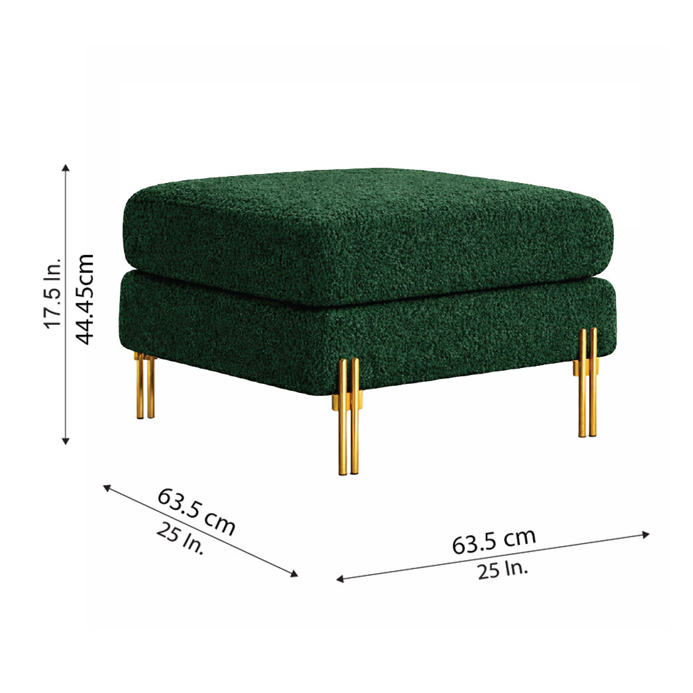 Monarch Green Bouclé Wooden Ottoman