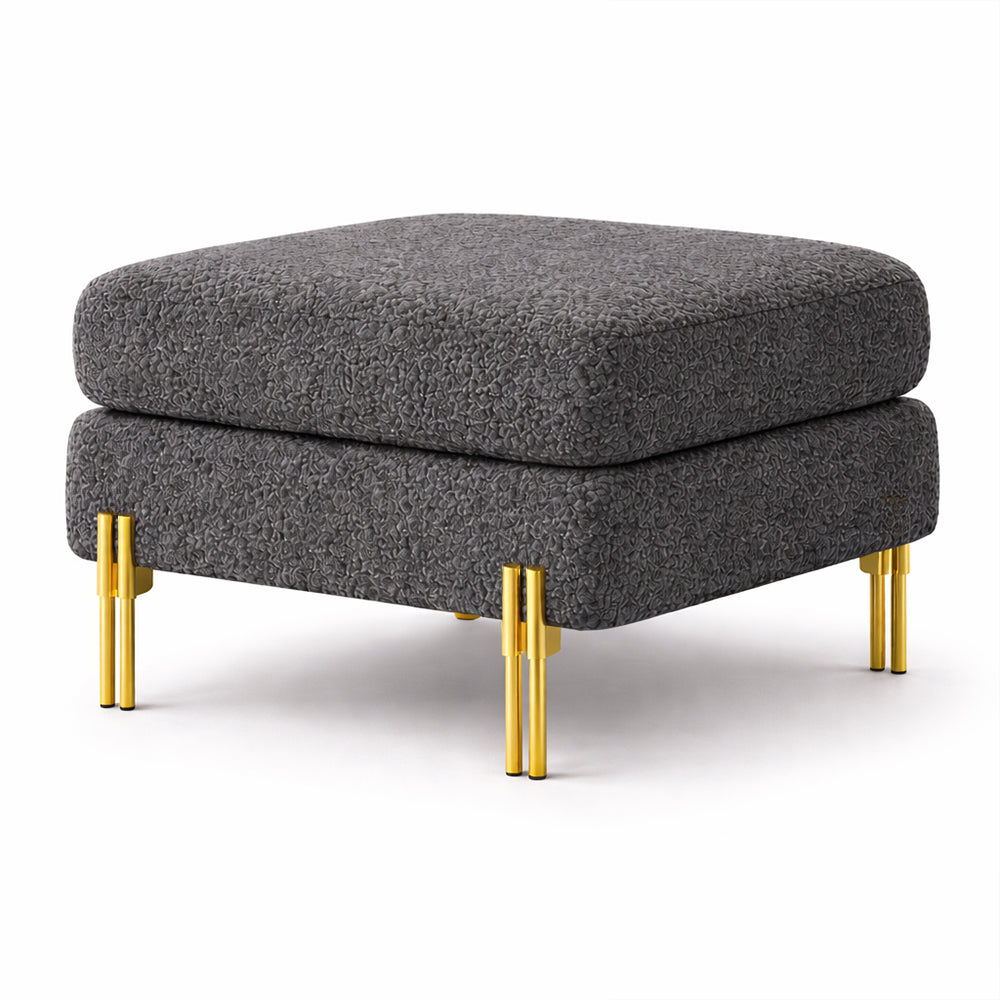 Monarch Grey Bouclé Wooden Ottoman