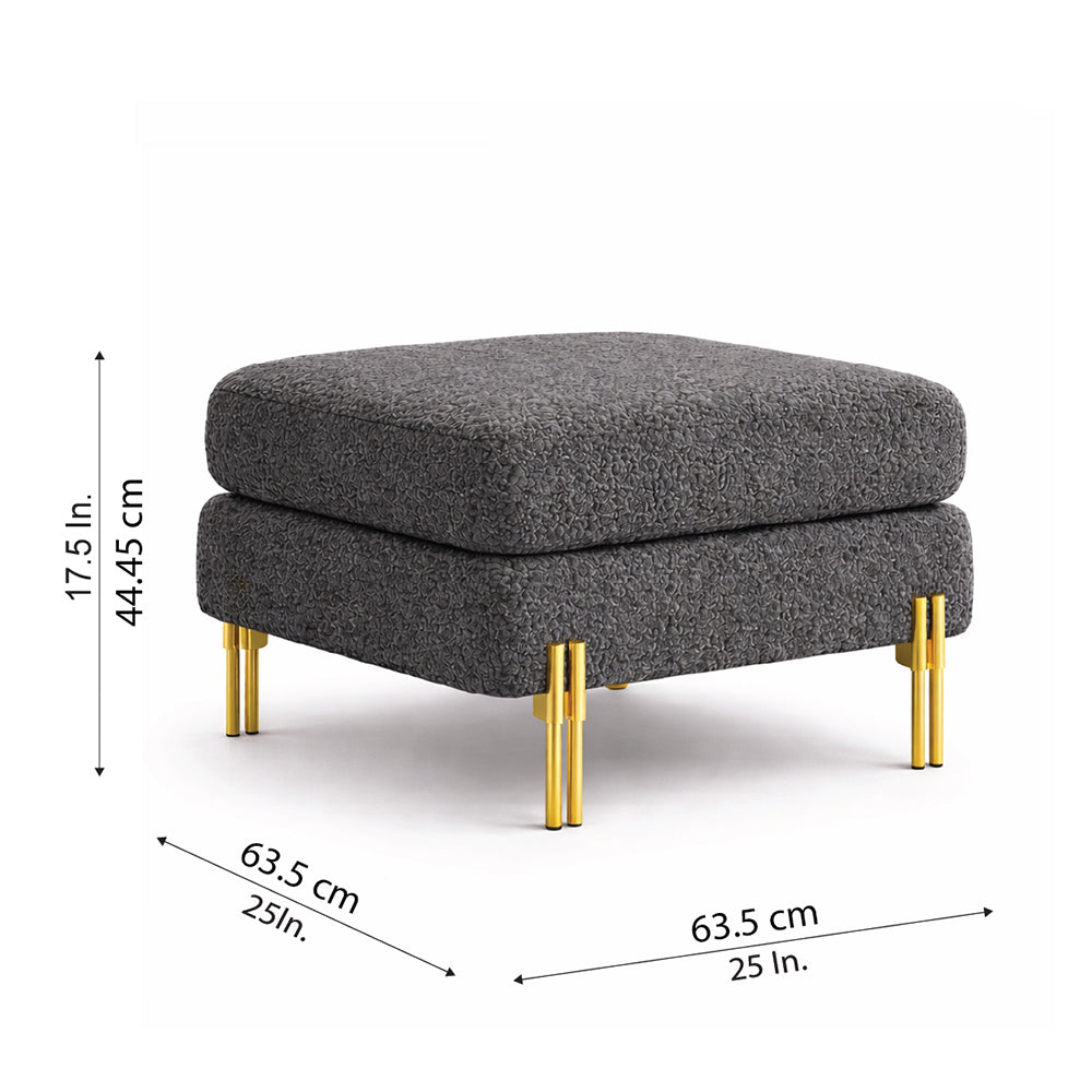 Monarch Grey Bouclé Wooden Ottoman