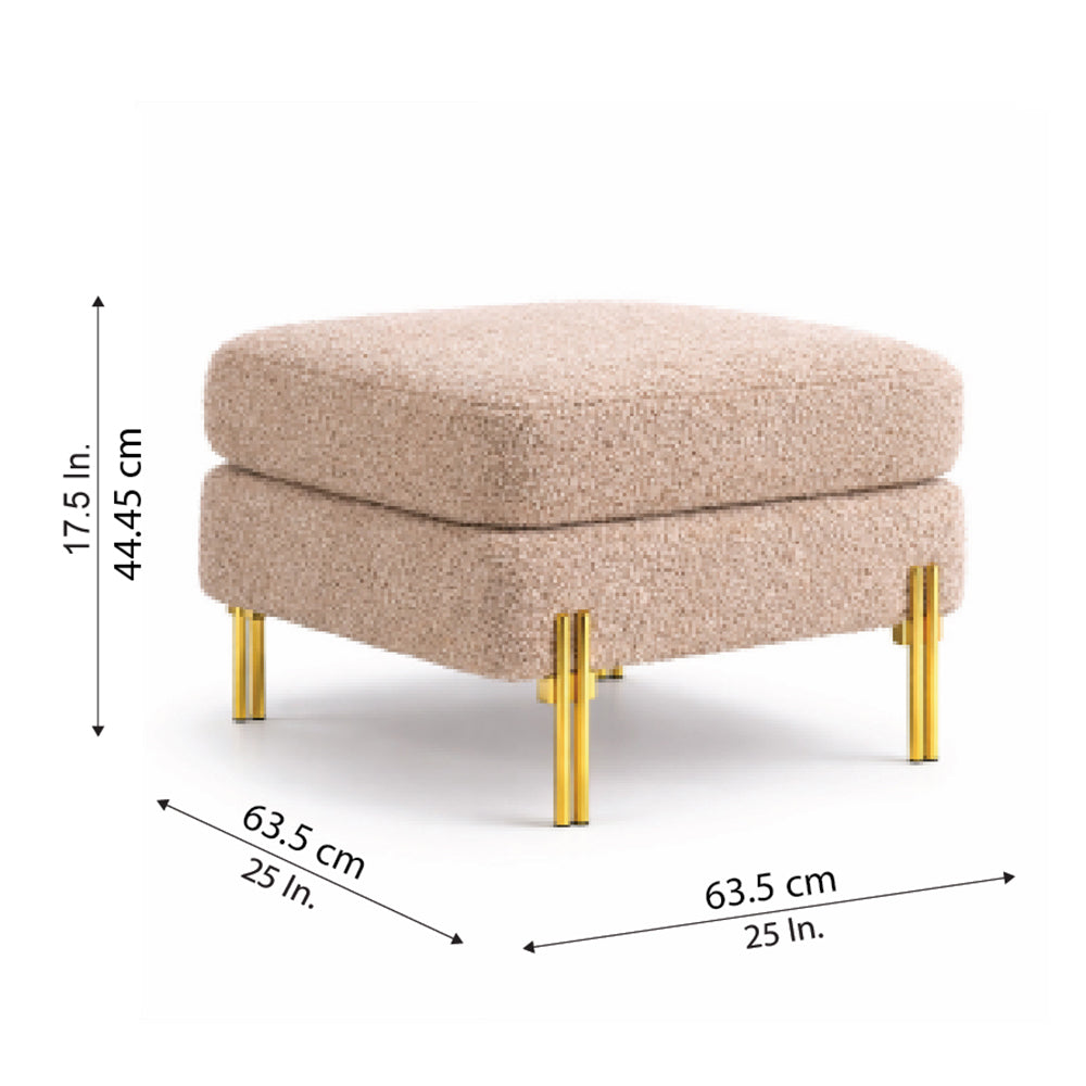 Monarch Taupe Bouclé Wooden Ottoman