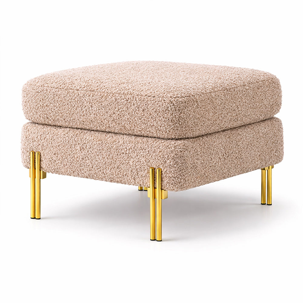 Monarch Taupe Bouclé Wooden Ottoman