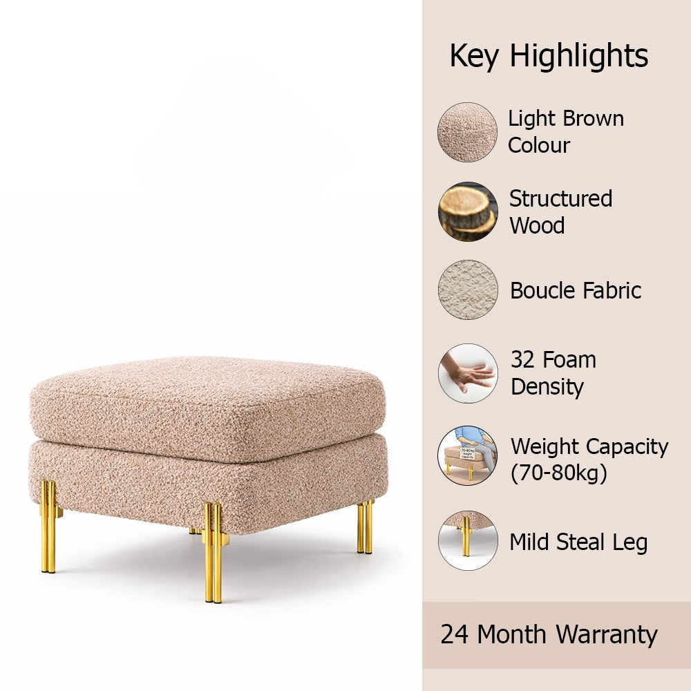 Monarch Taupe Bouclé Wooden Ottoman
