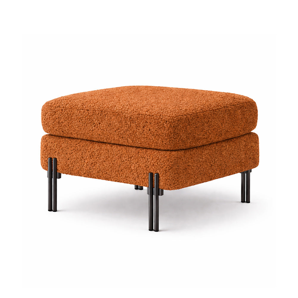 Vertex Rust Bouclé Wooden Ottoman