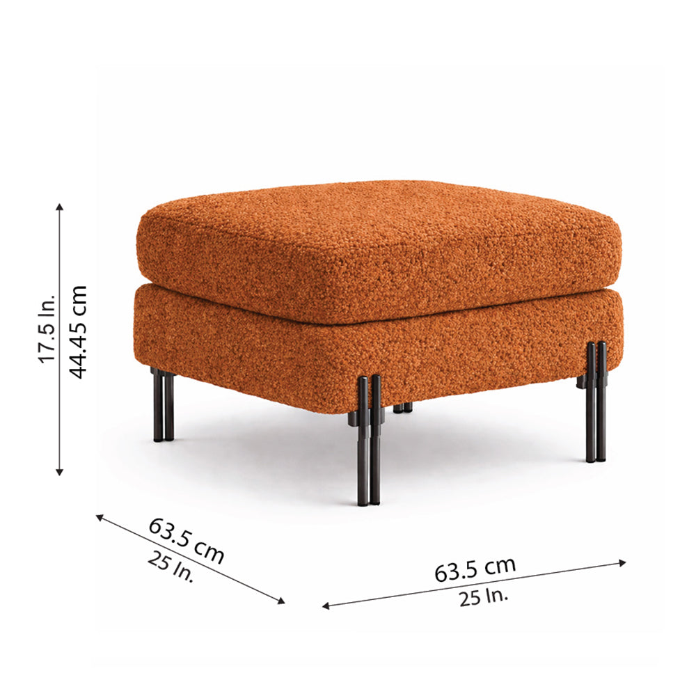 Vertex Rust Bouclé Wooden Ottoman