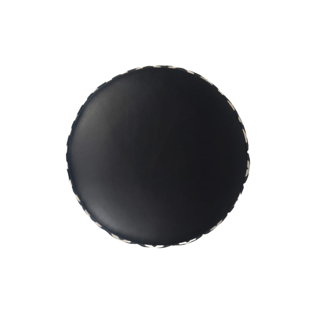 Zik Zak Black Round Wooden Ottoman