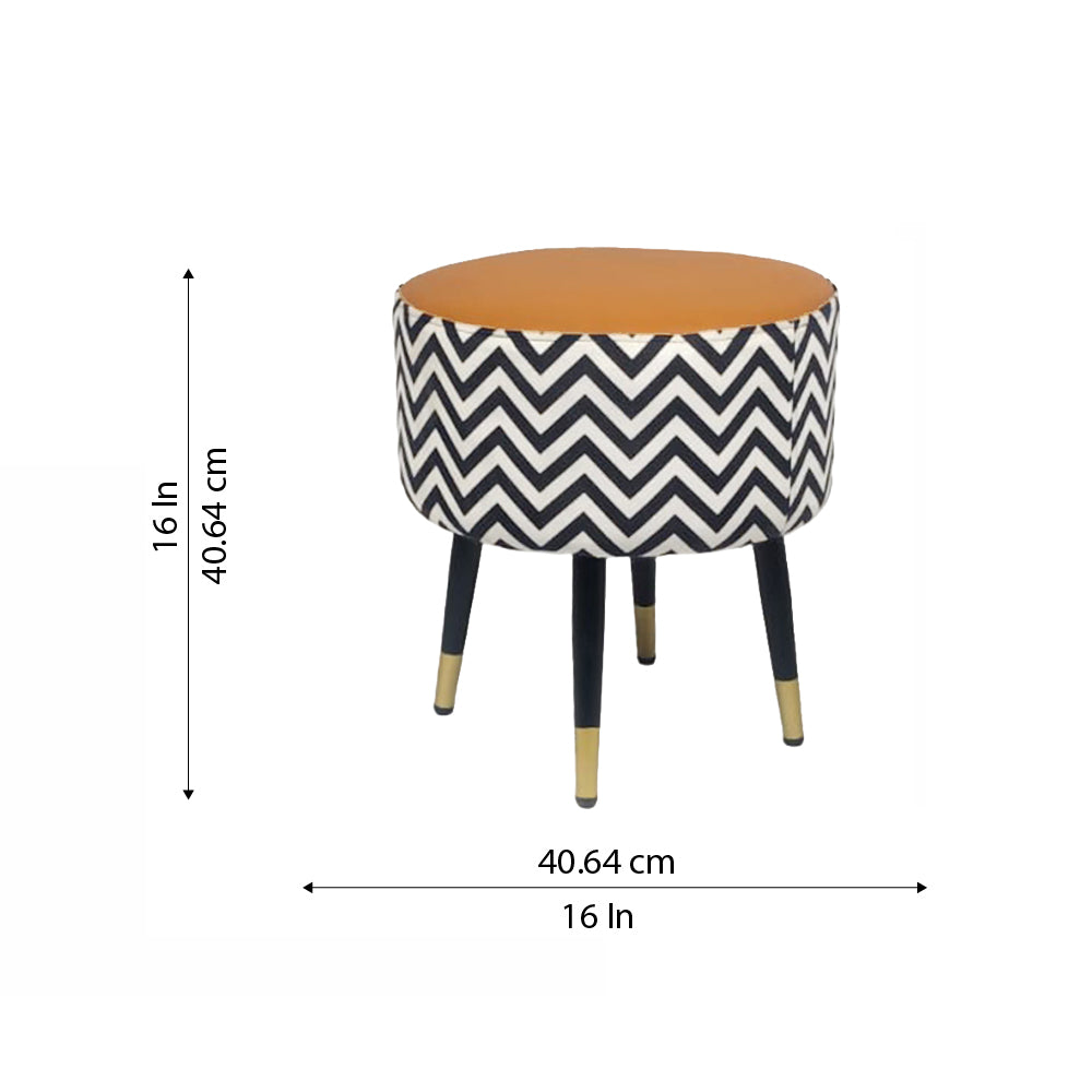 Zik Zak Camel Round Wooden Ottoman